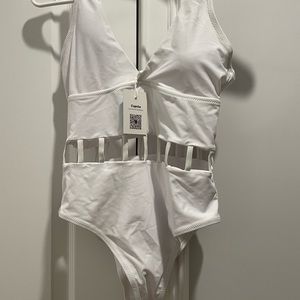 One piece cupshe white bathing suit, never worn, tags attached